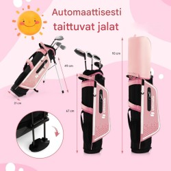 Lasten neliosainen golfsetti 8-10-vuotiaille, vaaleanpunainen - oikeakätinen