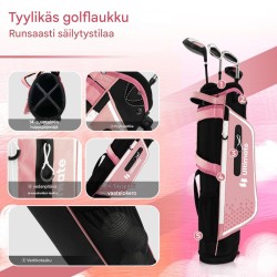 Lasten neliosainen golfsetti 8-10-vuotiaille, vaaleanpunainen - oikeakätinen