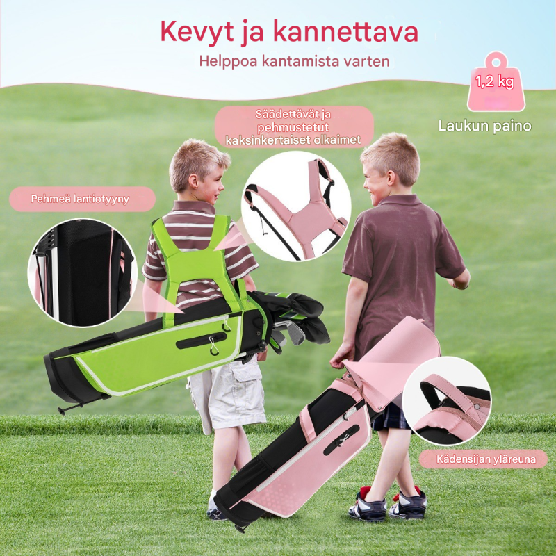 6-osainen lasten golfsarja 11-13-vuotiaille, vaaleanpunainen
