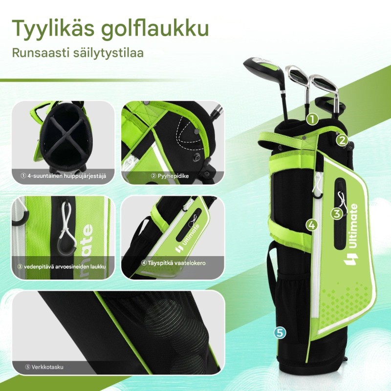 Lasten sininen golfsarja 8-10-vuotiaille sadesuojalla