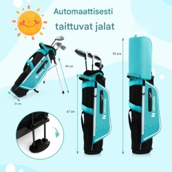 Lasten sininen golfsarja 8-10-vuotiaille sadesuojalla - oikeakätinen