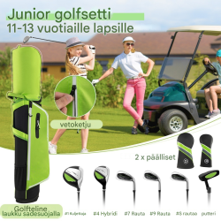 Lasten vihreä 6-osainen golfsetti 11-13-vuotiaille