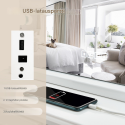 Hollywood-peili valaistuksella, USB-lataus ja Bluetooth-kaiuttimet