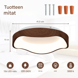 Energiatehokas ruskea LED-kattovalaisin puujäljitelmällä 24W