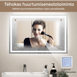 Hopeapeili anti-huurre LED-valoilla ja kosketusohjauksella