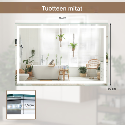 Hopeapeili anti-huurre LED-valoilla ja kosketusohjauksella