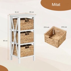 2 kpl kapea valkoinen yöpöytä meriheinäkoreilla ja x-muotoilulla