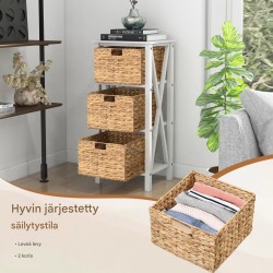 2 kpl kapea valkoinen yöpöytä meriheinäkoreilla ja x-muotoilulla