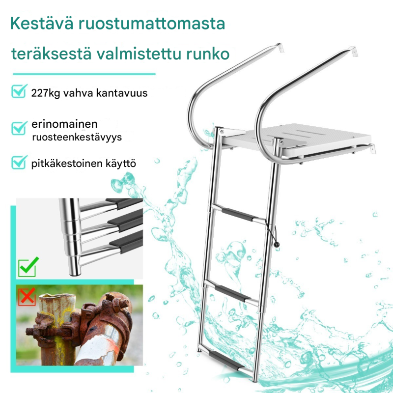 Kolmiportainen teleskooppinen venetikkaat lasikuitualustalla hopea