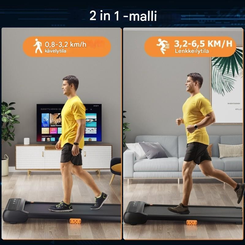 2-in-1 kävelyalusta toimistoon, musta, LED-näyttö, kaukosäädin