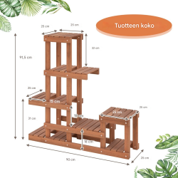 Monitasoinen puinen kasviteline 6 tasoa luonnollinen väri