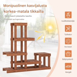 Monitasoinen puinen kasviteline 6 tasoa luonnollinen väri