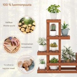 Monitasoinen puinen kasviteline 6 tasoa luonnollinen väri