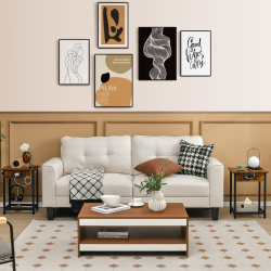 2 kpl ruskea yöpöytä latausasemalla ja säilytystilalla