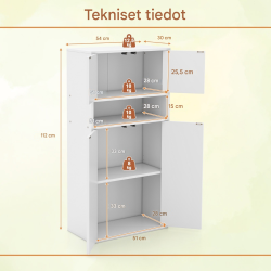 Valkoinen kirjahylly ovilla ja säädettävillä hyllyillä Valkoinen kirjahylly ovilla ja säädettävillä hyllyillä