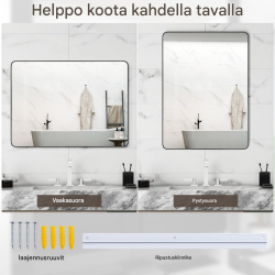 Hopeapeili kylpyhuoneeseen, sirpaleeton ja vesi- sekä ruosteenkestävä