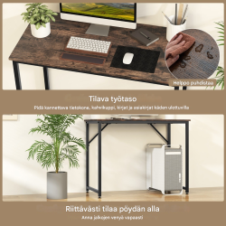 Säädettävä ruskea tietokonepöytä kotitoimistoon ja opiskeluun