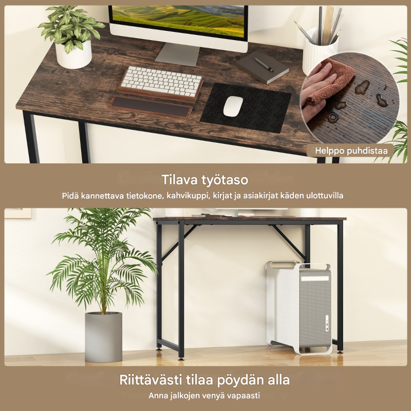 Säädettävä ruskea tietokonepöytä kotitoimistoon ja opiskeluun