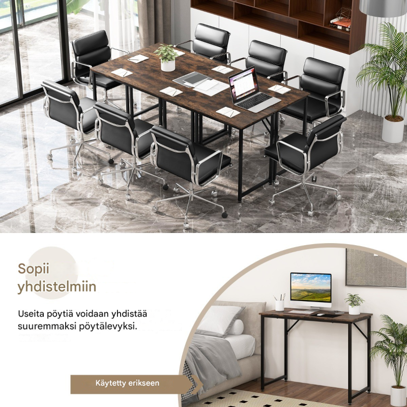 Säädettävä ruskea tietokonepöytä kotitoimistoon ja opiskeluun