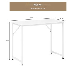 Säädettävä valkoinen tietokonepöytä kotitoimistoon ja opiskeluun