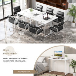 Säädettävä valkoinen tietokonepöytä kotitoimistoon ja opiskeluun