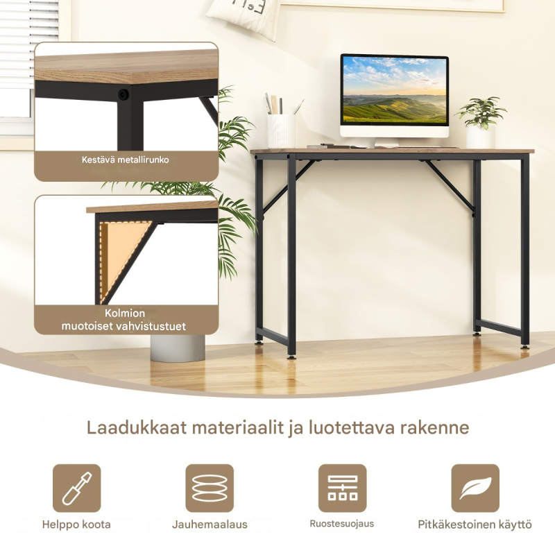 Monikäyttöinen säädettävä tietokonepöytä luonnollinen väri 100x50x77 cm