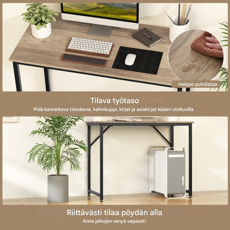 Monikäyttöinen säädettävä tietokonepöytä luonnollinen väri 100x50x77 cm