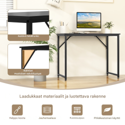 Säädettävä musta tietokonepöytä kotitoimistoon ja opiskeluun