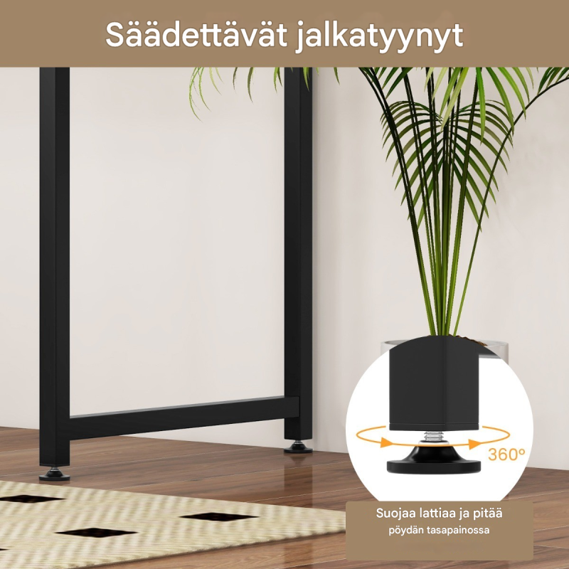 Säädettävä musta tietokonepöytä kotitoimistoon ja opiskeluun