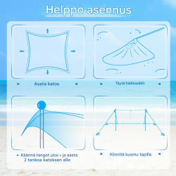 Kannettava turkoosi aurinkosuoja 230x200 cm hiekkasäkeillä