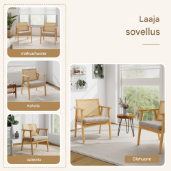 Kaksi rottinkituolia irrotettavalla tyynyllä, luonnonväri