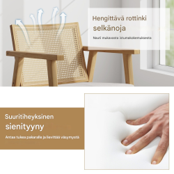 Kaksi rottinkituolia irrotettavalla tyynyllä, luonnonväri