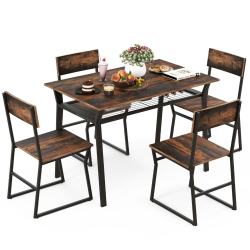 Ruokailuryhmä 5-osainen rustiikkinen pöytä ja tuolit