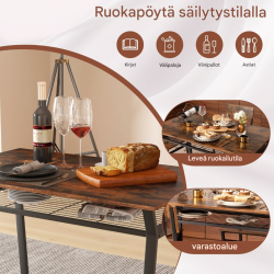 Ruokailuryhmä 5-osainen rustiikkinen pöytä ja tuolit