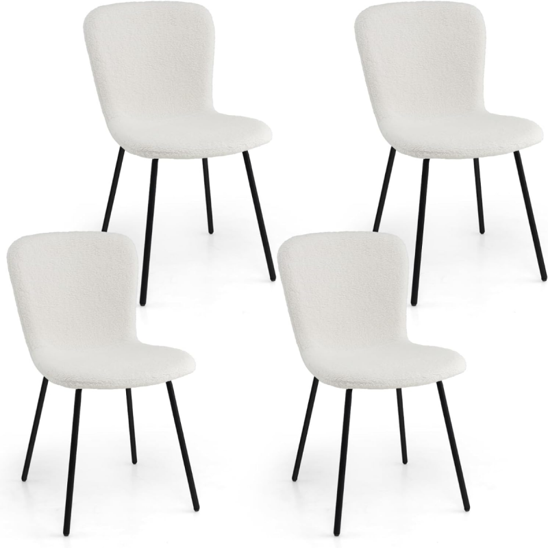 Neljän ruokapöydän tuolin setti beige ergonominen muotoilu