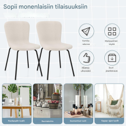 Neljän ruokapöydän tuolin setti, beige, ergonominen muotoilu