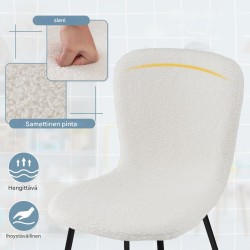 Neljän ruokapöydän tuolin setti, beige, ergonominen muotoilu