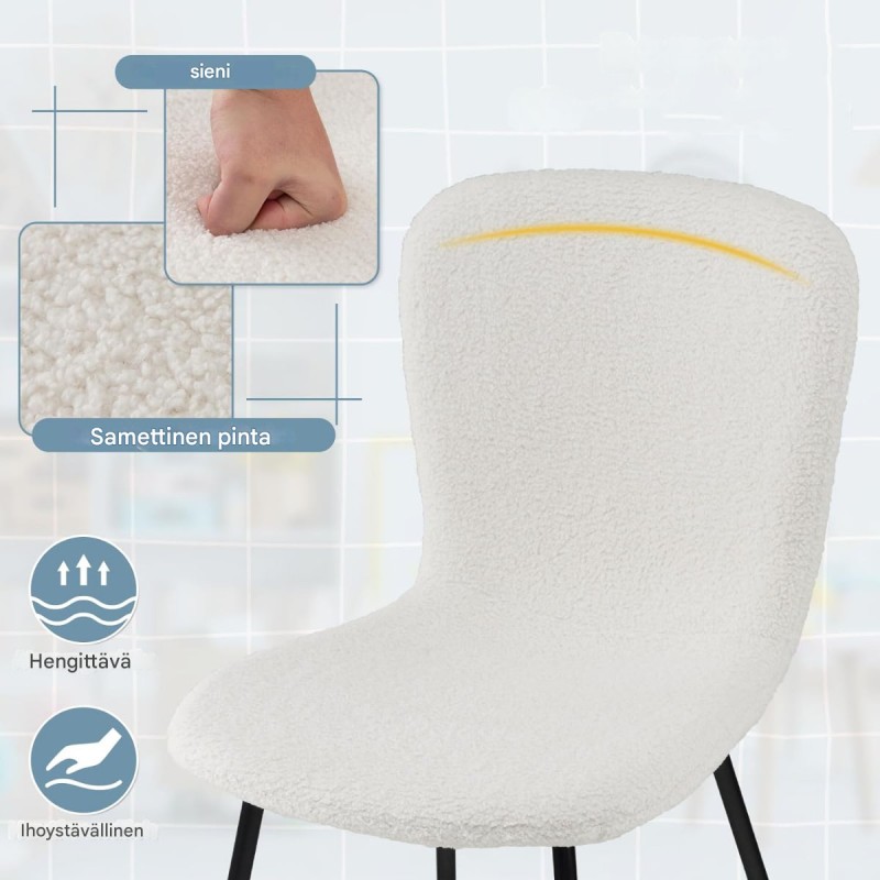 Neljän ruokapöydän tuolin setti, beige, ergonominen muotoilu