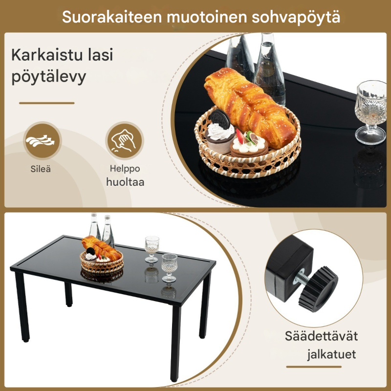 Rottinkinen musta terassikalustesetti 4-osainen ulkokäyttöön