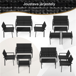 Rottinkinen musta terassikalustesetti 4-osainen ulkokäyttöön