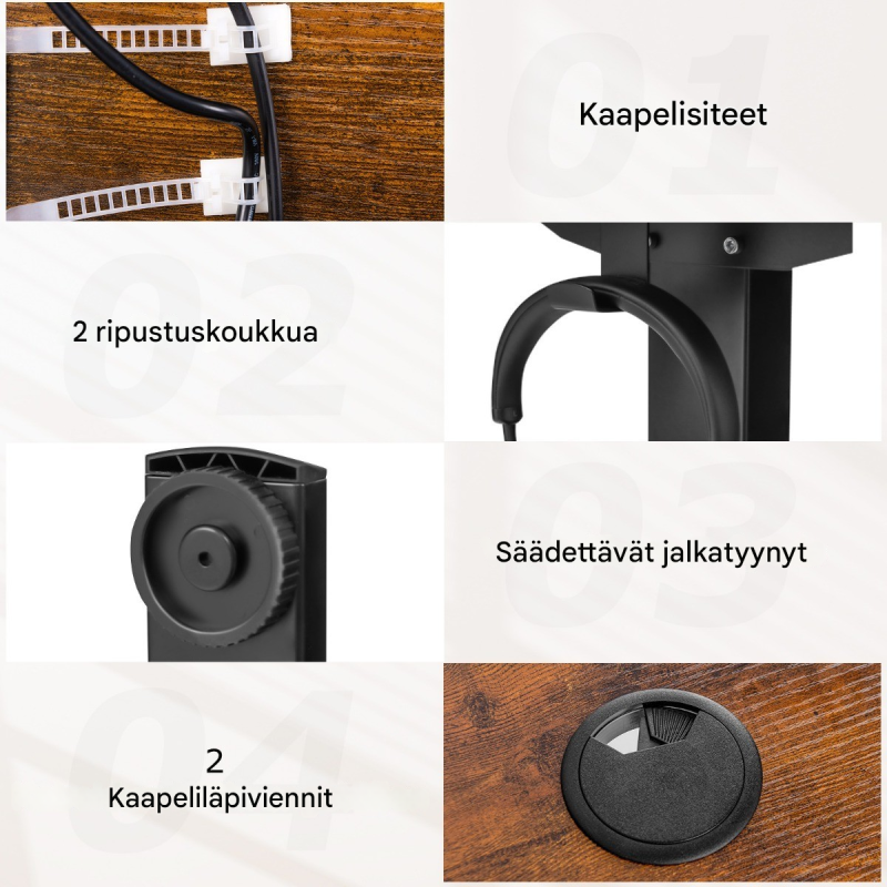 Sähköinen korkeussäädettävä seisomapöytä, rustiikkinen ruskea, 120x60 cm