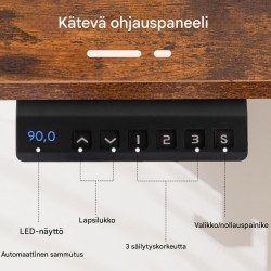 Sähköinen korkeussäädettävä seisomapöytä, rustiikkinen ruskea, 120x60 cm