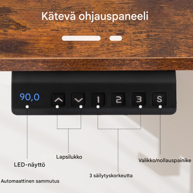 Sähköinen korkeussäädettävä seisomapöytä, rustiikkinen ruskea, 120x60 cm