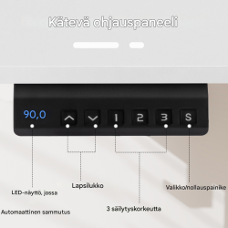 Sähköisesti säädettävä seisomapöytä 120x60 cm, rustiikkinen valkoinen
