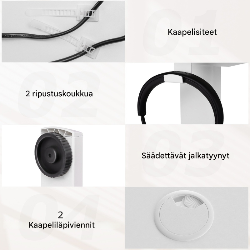 Sähköisesti säädettävä seisomapöytä 120x60 cm, rustiikkinen valkoinen