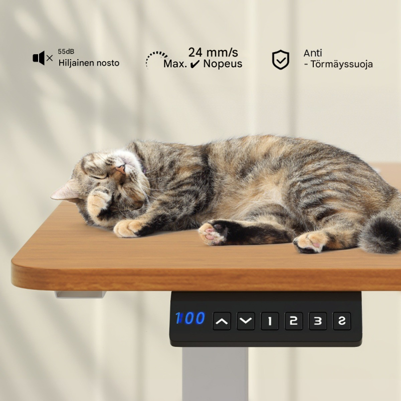 Sähköinen korkeussäädettävä seisomapöytä 140x60 cm luonnonväri