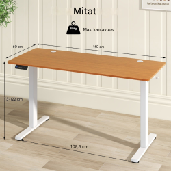 Sähköinen korkeussäädettävä seisomapöytä 140x60 cm luonnonväri