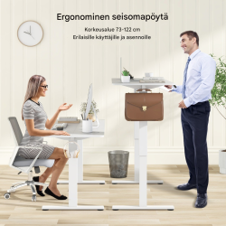 Säädettävä sähköpöytä 140x60 cm valkoinen ergonominen työpöytä