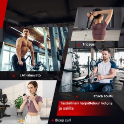 Monipuolinen kaapelikoneen lisävarustesetti kotiin, musta ja hopea Monipuolinen kaapelikoneen lisävarustesetti kotiin, musta ja hopea