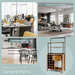 Rustiikkinen ruskea monikäyttöinen keittiökaappi viinipullotelineellä